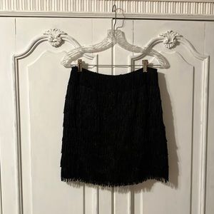 DKNY fringed black mini skirt